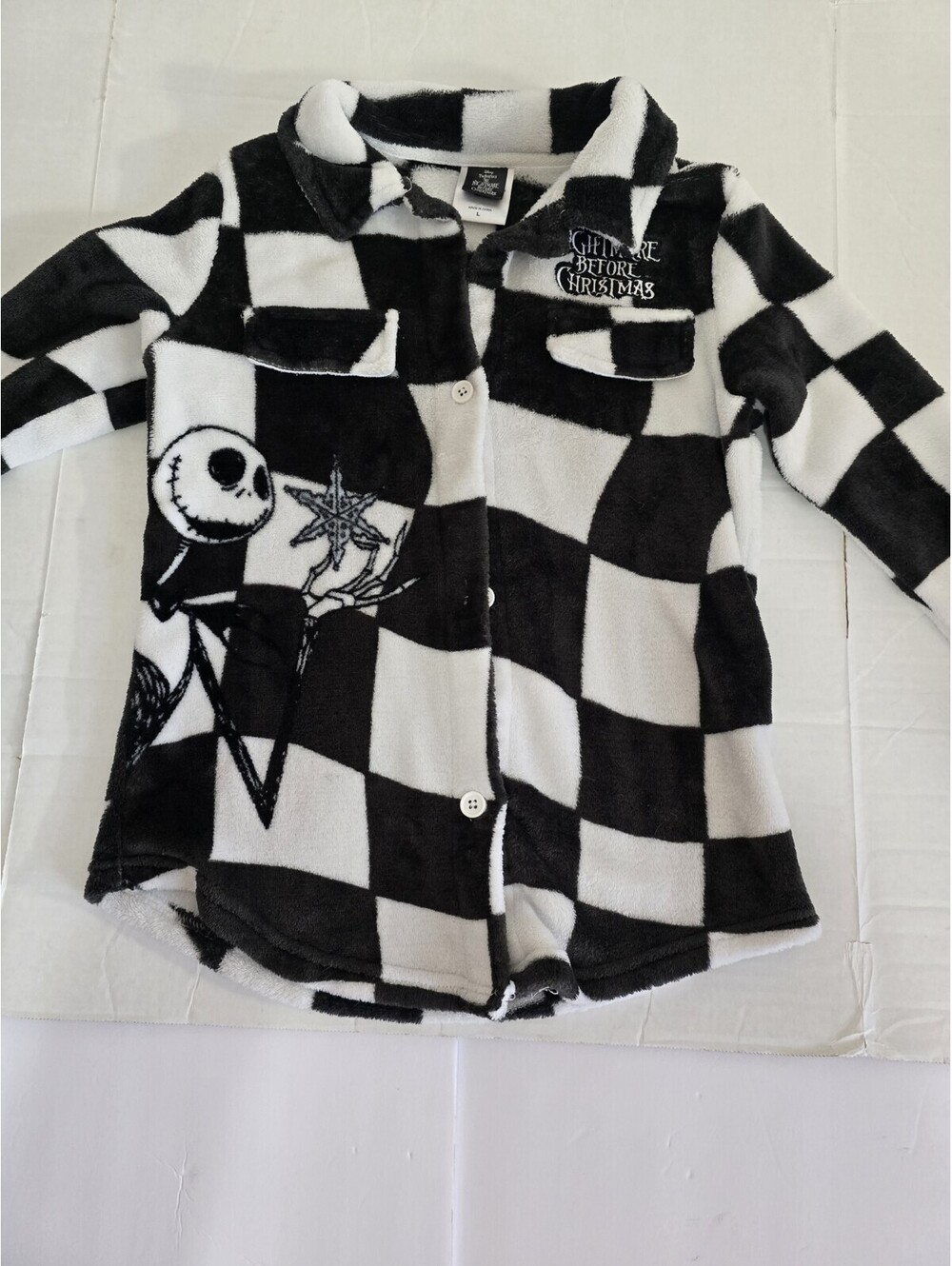 Kids Disney THE NIGHTMARE BEFORE CHRISTMAS Button-up Pajama Shirt Size Large